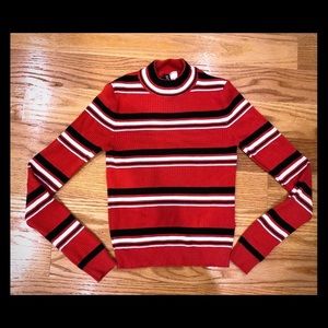 Ribbed Striped Turtleneck